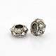 Vintage Large Hole Antique Silver Alloy Pave Rhinestone Rondelle European Beads Fit Snake Chains RB-O021-M-2