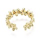 Brass Micro Pave Clear Cubic Zirconia Cuff Rings RJEW-S044-098-NF-4
