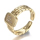 Brass Micro Pave Clear Cubic Zirconia Cuff Rings RJEW-H538-02G-F-3