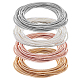 BENECREAT 60Pcs 4 Colors Steel Round Snake Chain Stretch Bracelets Set TWIR-BC0001-41-1