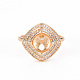 Brass Micro Pave Clear Cubic Zirconia Peg Bails Cuff Finger Ring Settings KK-T062-109G-NF-2
