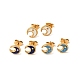 Enamel Crescent Moon with Star Stud Earrings with 316 Surgical Stainless Steel Pins EJEW-A081-09G-1