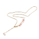Adjustable Brass Lariat Necklaces, with Natural Pearl Beads, Seashell Color, Golden, 20.47 inch(52cm)
