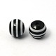 10MM Black Round Striped Resin Beads X-RB046-1