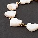 Bracelet chaîne à maillons coeur coquillage naturel BJEW-C015-03G-3