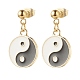3 paires 3 style rond plat avec boucles d'oreilles pendantes en émail en alliage yin yang et boucles d'oreilles à levier et à levier EJEW-JE04893-3