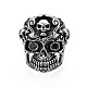 Gothic Punk Skull Alloy Open Cuff Ring for Men Women RJEW-T009-61AS-1