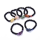 Bracelets extensibles à perles rondes en pierre de lave naturelle BJEW-JB05118-1