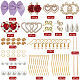 SUNNYCLUE 1 Box 8 Pairs Baroque Charm jewellery Making Starter Kit Alloy Red Flowers Rose Pearls Heart Bow Tie Dangle Hook Earring Making Starter Kit Arts DIY Craft Supplies for Adults Beginners DIY-SC0019-31-2
