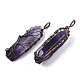Natural Amethyst Big Wire Wrapped Pendants G-T133-R02C-2