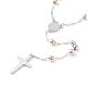 Prière religieuse collier lariat perlé en alliage bicolore BJEW-O140-05-3