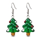 Стеклянные серьги с подвесками в новогодней тематике EJEW-TA00475-03-1