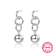 Rhodium Plated 925 Sterling Silver Round Ball Dangle Stud Earrings LV8161-2-1