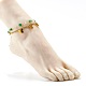 Ножные браслеты из натуральных зеленых агатовых бусин для девочек и женщин AJEW-AN00450-04-7
