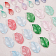 HOBBIESAY 100Pcs 10 Colors Two Tones Colorful Leaf Glass Beads 17.5-29x10-17mm Drilled Leaves Beads Transparent Loose Bead Charms with Glitter Gold Powder for DIY Jewelry Making EGLA-HY0001-01-5