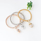 Three-colour Owl Alloy Rhinestone Popcorn Chain Stretch Bracelets BJEW-N0001-052-5
