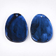 樹脂チャーム  天然石風  オーバル  ブルー  40~42x28~30x4mm  穴：3mm X-RESI-S374-37A-2