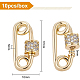 BENECREAT 10Pcs Brass Cubic Zirconia Lock Charms 18K Gold Plated Screw Carabiner Lock Charms for Necklaces Jewelry Making KK-BC0004-62-2