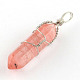 SyntheticDyed Cherry Quartz Glass Stone Double Terminated Pointed Pendants G-R278-61-1