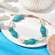 Bracelets de cheville en coquillages naturels et perles synthétiques tressées turquoise AJEW-AN00562-4