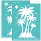 Olycraft 2 pièces pochoir de sérigraphie auto-adhésif motif de cocotier transferts de maille pochoir soleil et mouette sérigraphie pochoir pour peinture sur bois bricolage t-shirt tissu 22x28 cm DIY-WH0338-071-1