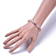 Bracelets extensibles avec pierre de lune blanche naturelle et éclats de quartz de fraise BJEW-JB04490-05-3