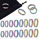 UNICRAFTALE 16pcs 8 Size Rainbow Blank Core Ring Size 5-14 Stainless Steel Grooved Ring with Velvet Pouches Round Empty Ring for Inlay Ring Jewelry Band Making and Gift RJEW-UN0002-38M-1