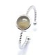 天然石カフ指輪指輪  真鍮パーツ  プラチナ  20mm  1.5~2.5mm RJEW-I052-01P-4