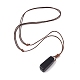 Natural Obsidian Nugget Pendant Necklace with Waxed Cord for Women NJEW-F306-01D-2