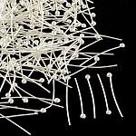 Alfileres de cabeza de bola de latón, sin plomo y cadmio, plata, 20x0.5mm, 24 calibre, cabeza: 2 mm, aproximamente 9580~10000 unidades / bolsa