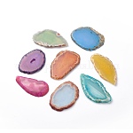 Natural Agate Slices Big Pendants, Dyed, Mixed Color, 50~110x27~60x5~10mm, Hole: 2mm, about 20~40pcs/kg