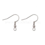Iron Earring Hooks, with Horizontal Loop, Dangle Earring Findings, Nickel Free, Platinum, 17~19x18mm, Hole: 2mm, Pin: 0.6mm