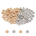 UNICRAFTALE About 100pcs 2 Colors 4mm Tiny Flat Round Spacer Beads Stainless Steel Beads Bead Spacers Metal Bead Smooth Beads for Jewelry Making Findings Golden and Stainless Steel Color