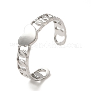 304 Stainless Steel Heart Open Cuff Ring for Women RJEW-E066-02P