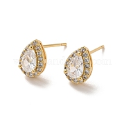 Серьги-капли из прозрачного кубического циркония EJEW-K093-18G