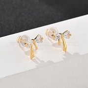 Серьги-гвоздики bowkont из латуни с микропаве из прозрачных кубических цирконий EJEW-B131-03G