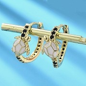 Латунные микро проложить серьги обруча кубического циркония EJEW-C136-01B-02
