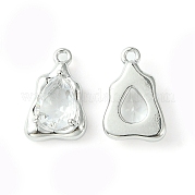 Brass Micro Pave Clear Cubic Zirconia Charms KK-L208-09P-A