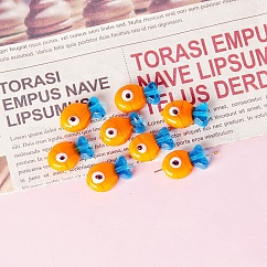 Abalorios de colores vario hechos a mano, pez con patrón de mal de ojo, naranja, 13x20mm