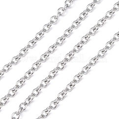 Cadenas de cable de acero inoxidable 304 resistentes al deslustre, con carrete, sin soldar, color acero inoxidable, 4x3x0.8mm, aproximadamente 32.8 pie (10 m) / rollo