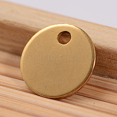 Etiquetas en blanco con estampado de acero inoxidable 304 con revestimiento iónico (IP), dijes redondos planos, dorado, 8x0.8mm, agujero: 1.2 mm