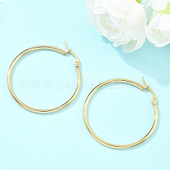 Orecchini a cerchio in acciaio inossidabile 304 placcati ioni (ip), orecchini ipoallergenici, Forma anello, vero placcato oro 18k, 40x2mm, 12 gauge, ago :1x0.7mm