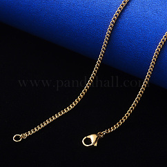 Collar de cadena de eslabones de acero inoxidable 304 con revestimiento al vacío de PVD, con cierre de pinza, real 18k chapado en oro, link: 2x1.5x0.4 mm, 19.68 pulgada (50 cm)