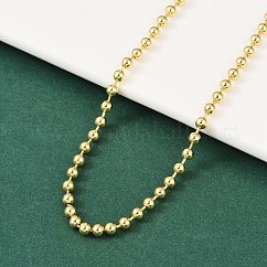 Collares de cadena de bolas de latón chapado en estante para mujer, Plateado de larga duración, sin plomo y el cadmio, real 18k chapado en oro, 16.54 pulgada (42 cm), grano: 3 mm