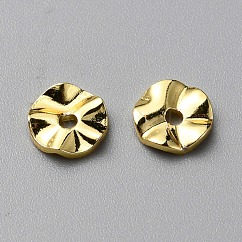 Латунные бусины, плоская круглая форма, долговечный, реальный 18k позолоченный, 6x1.5 мм, отверстие : 1.2 мм