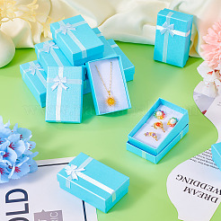 Прямоугольные бумажные подарочные коробки для хранения ювелирных изделий с бантом&nbsp;LS-CON-TAC0014-09B