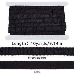 ポリコットンしわリボン1ロール  衣服アクセサリー用のウェビングストラップ  ブラック  3/4インチ（20mm）  約10.00ヤード（9.14m）/セット&nbsp;OCOR-CY0003-47A-02