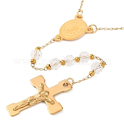 Ионное покрытие(ip) распятие крест 304 нержавеющая сталь четки бусины ожерелья NJEW-M075-03G-01