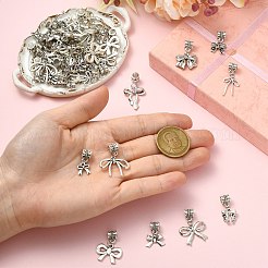 60 Stück 10 Stil Legierung Bowknot europäischen baumeln Charms&nbsp;PALLOY-CJ00189