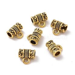 チベットスタイルの合金チューブベイル  ループベイル  溝付きチューブ  アンティーク黄金  7.5x8x4.5mm  穴：1.6mm  内径：2.8mm  2777個/ 1000g&nbsp;FIND-H038-45AG